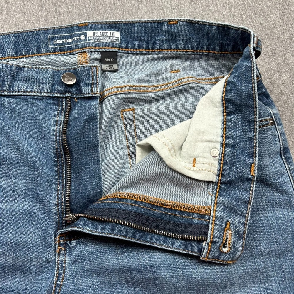 Carhartt Rugged Flex Relaxed Fit Jeans Mens 34x31 Blue Denim Pants BD2804-M - Picture 10 of 16